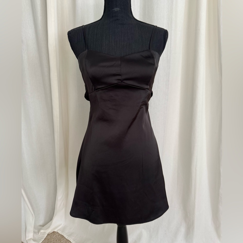 Urban Outfitters Black Satin Mini Slip Dress